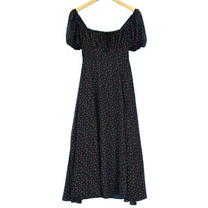 Revamped Milk Maid Maxi Dress XS Peasant Floral Semi Sheer Empire Waist Babydoll